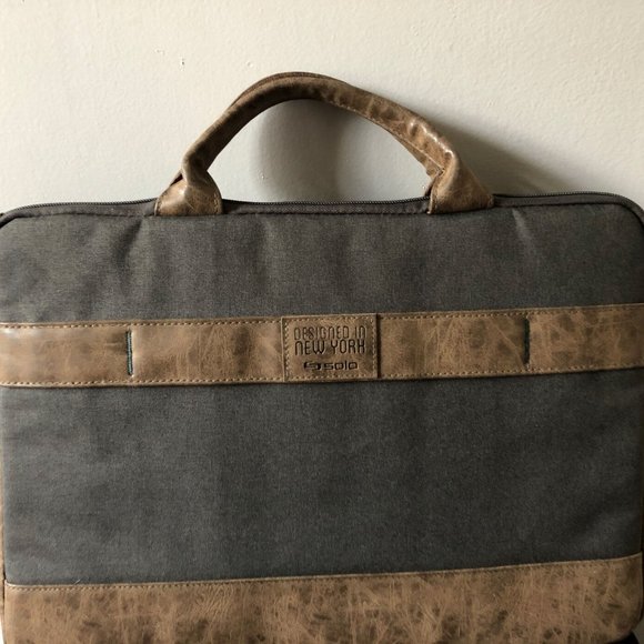 SOLO New York Urban Nomad Fully Padded 15.6" Laptop Briefcase Gray & Bro… - Picture 5 of 11